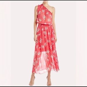 MONIQUE LHUILLIER ONE SHOULDER PRINTED DRESS